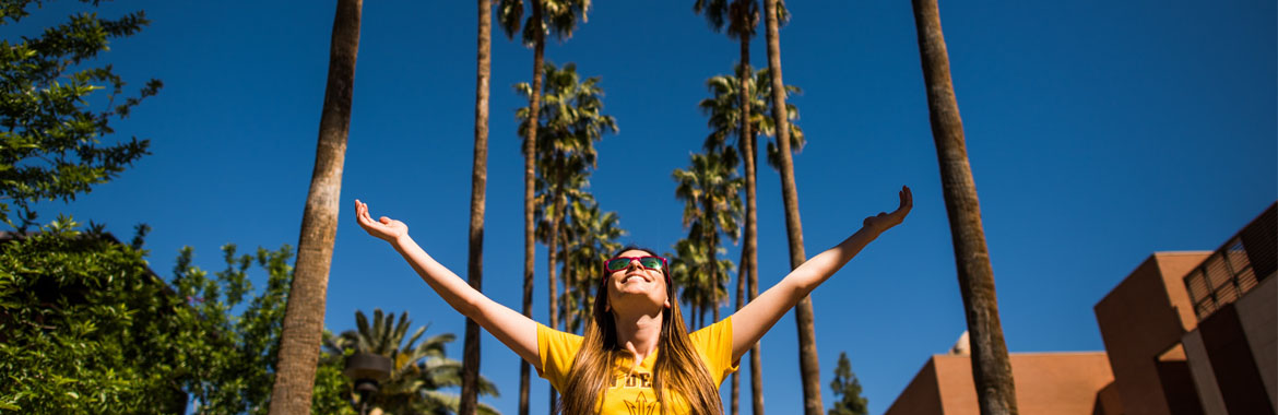 Student on Palm Walk